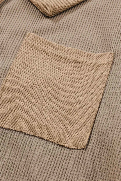 Waffle Knit Button Front Dress.