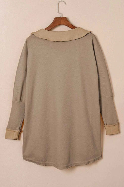 Waffle Knit Button Front Dress.