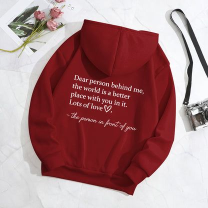 Dear Person Behind Me Hoodie Plain Letter Sweater Alamode