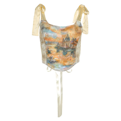 Camisole Cropped Navel Slim-fit Print Camisole Alamode