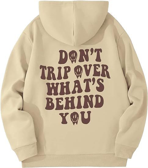 Leisure Pullover Drawstring Letter Print Pattern Hoodie.