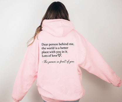 Dear Person Behind Me Hoodie Plain Letter Sweater Alamode