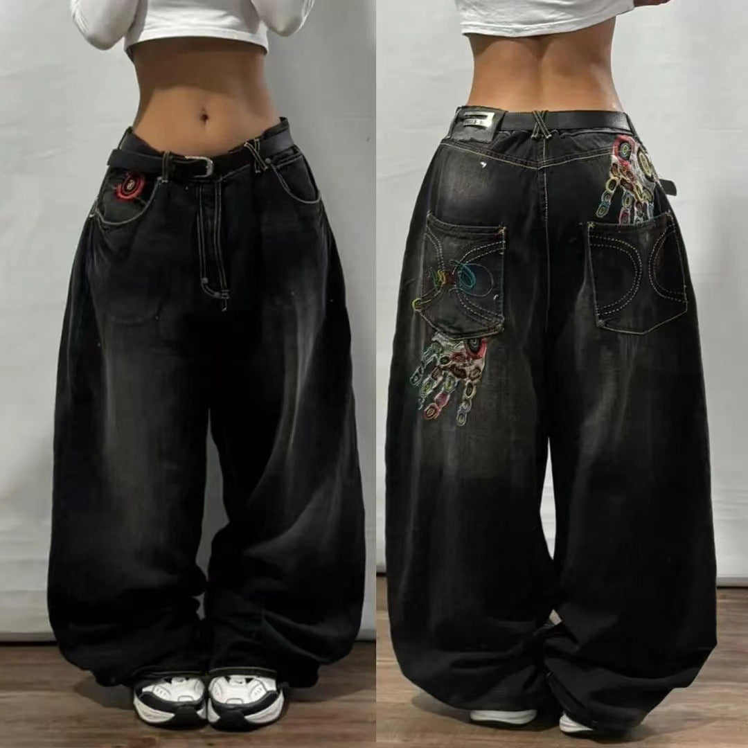 American Retro Couple Wide Leg Jeans Alamode