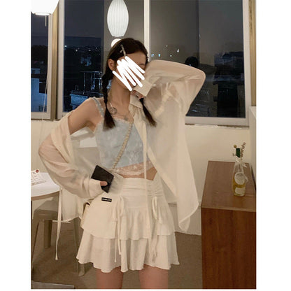 Blue Lace Camisole Niche Slim Camisole Alamode