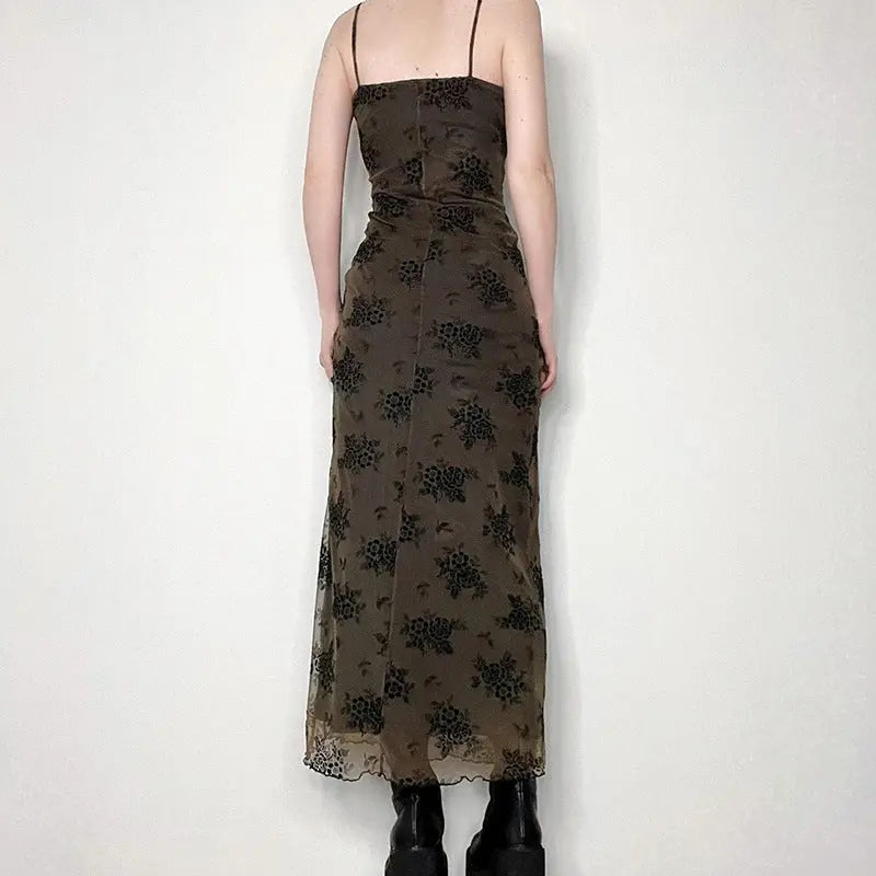 American Dark Vintage Print Slip Dress.
