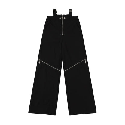 American Hot Girl Black Cargo Pants Female Y2g Harajuku Style High Street Zipper Design Sense Alamode