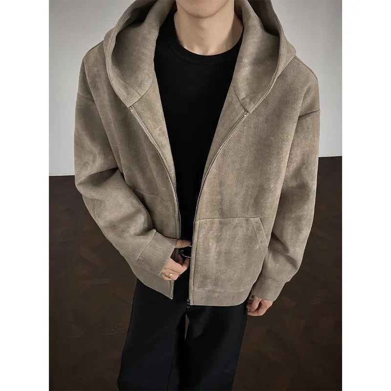 American Retro Tie-dyed Hooded Plus Size Sweater Coat For Men Alamode