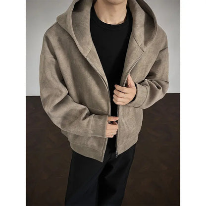 American Retro Tie-dyed Hooded Plus Size Sweater Coat For Men Alamode