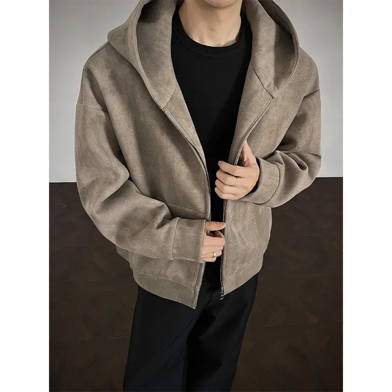 American Retro Tie-dyed Hooded Plus Size Sweater Coat For Men Alamode