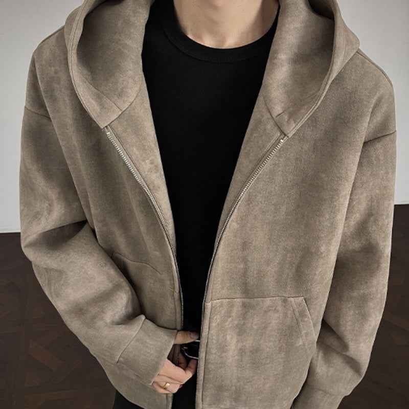 American Retro Tie-dyed Hooded Plus Size Sweater Coat For Men Alamode