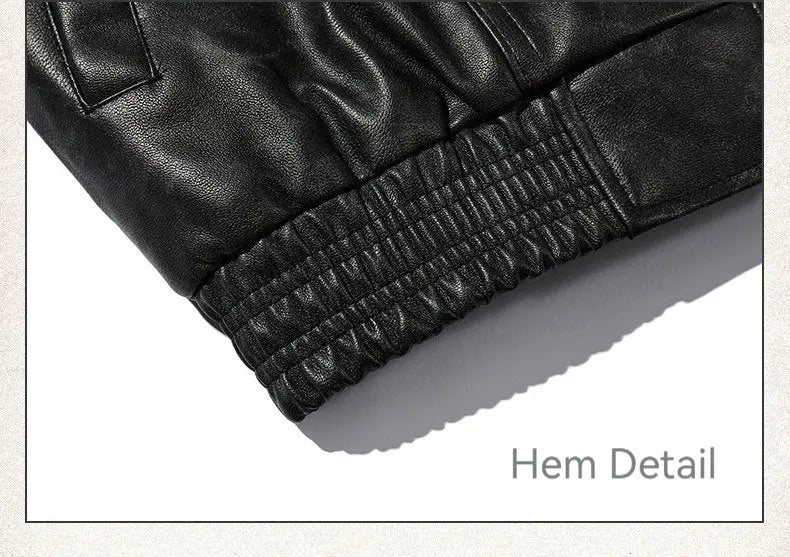 American Street Retro Large Pocket Lapels PU Leather Coat Alamode