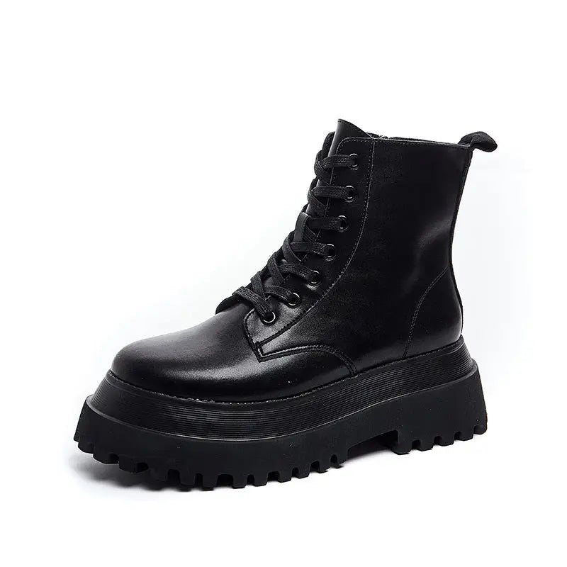 Autumn All-match Single Boots Thick-soled Increase Martin Boots Alamode