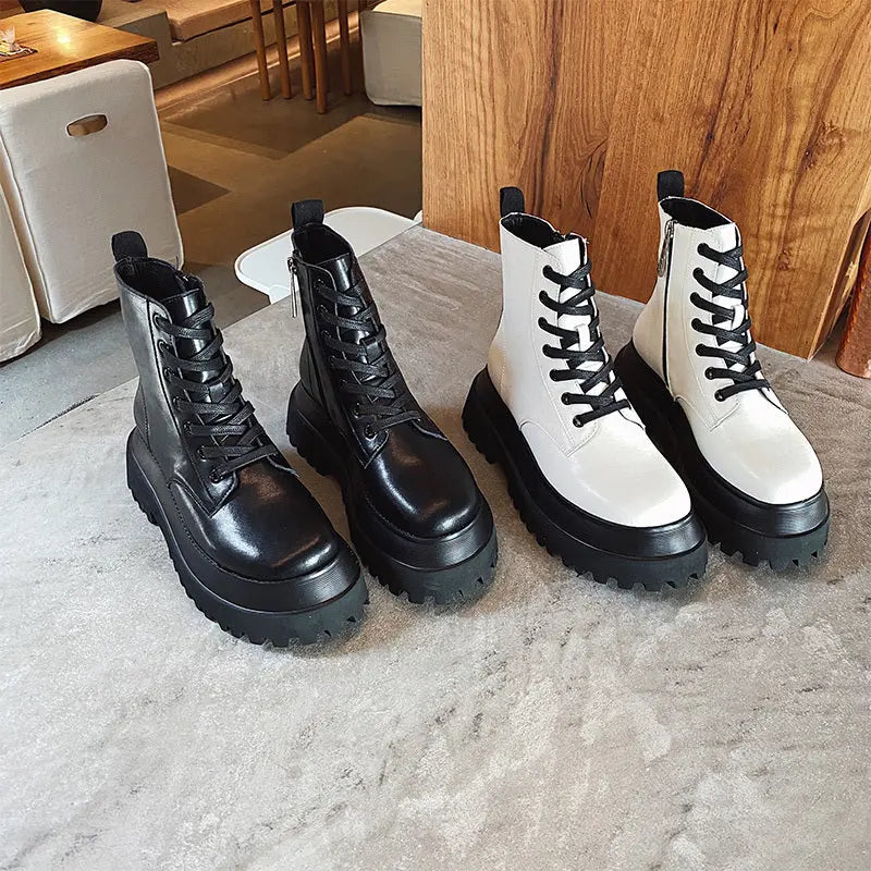 Autumn All-match Single Boots Thick-soled Increase Martin Boots Alamode