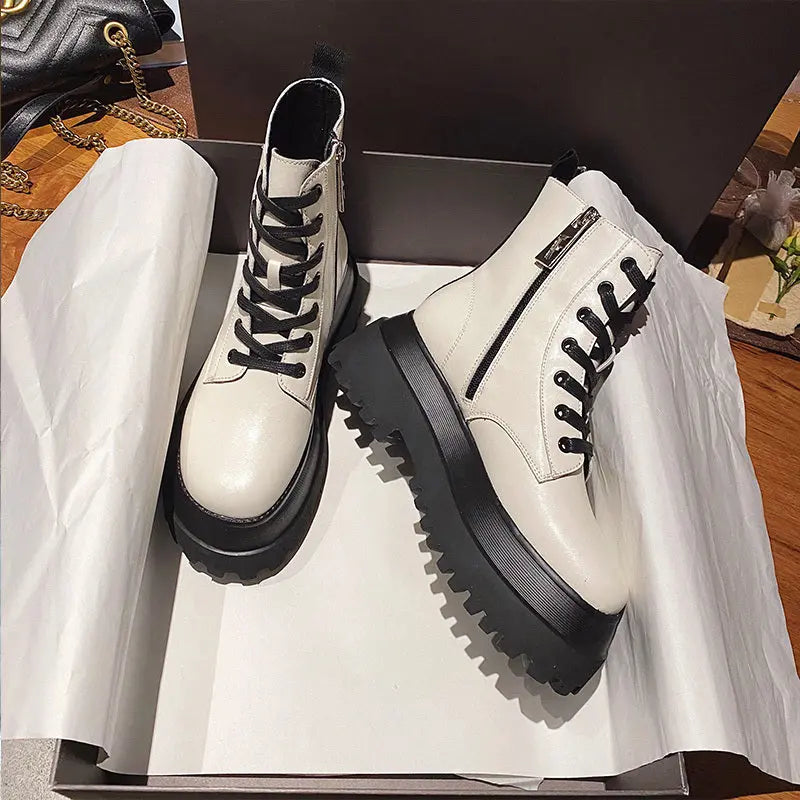 Autumn All-match Single Boots Thick-soled Increase Martin Boots Alamode