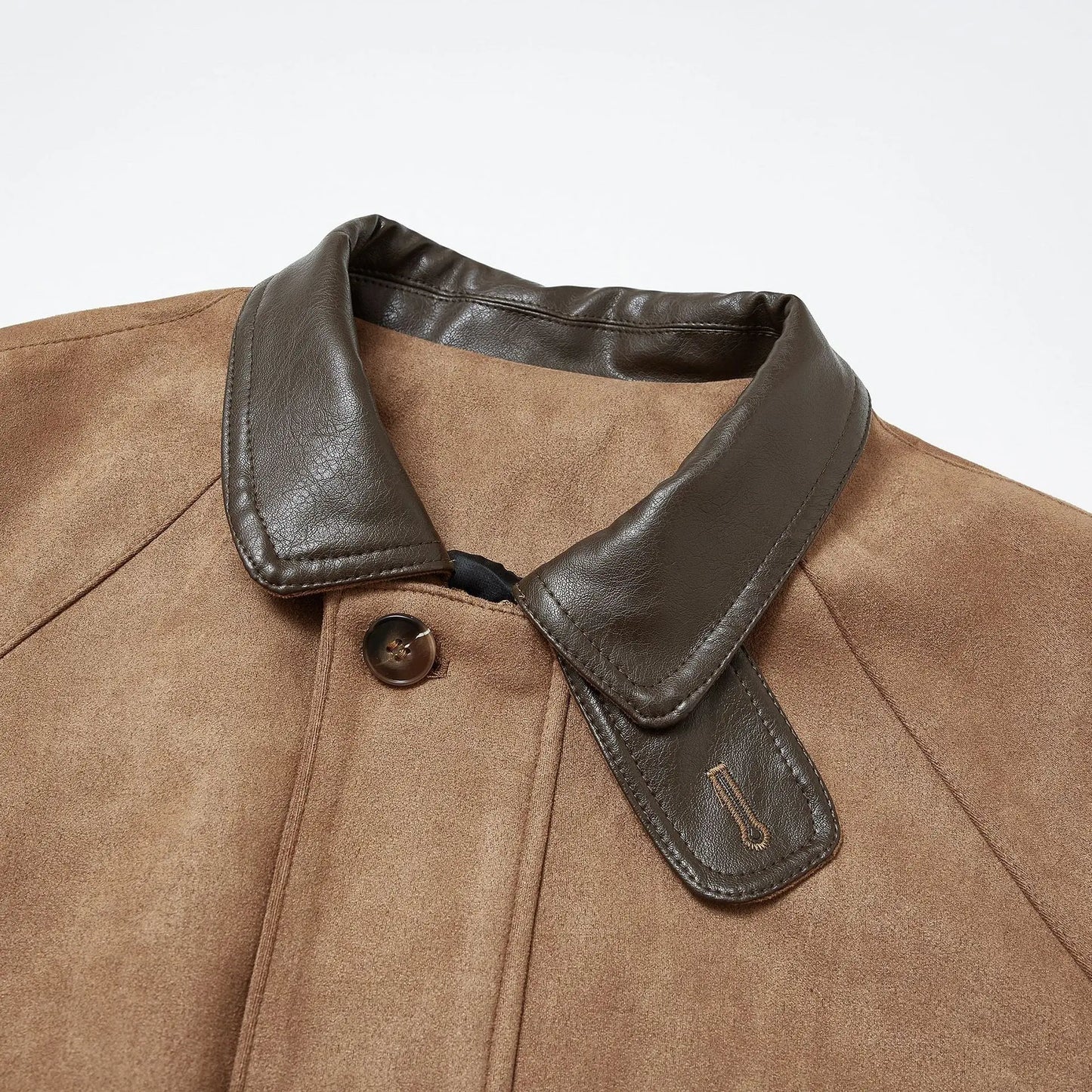 Autumn New Retro Suede Stitching Tooling Polo Collar Jacket Alamode