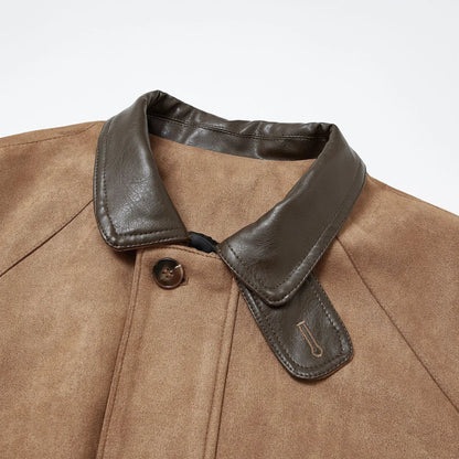 Autumn New Retro Suede Stitching Tooling Polo Collar Jacket Alamode