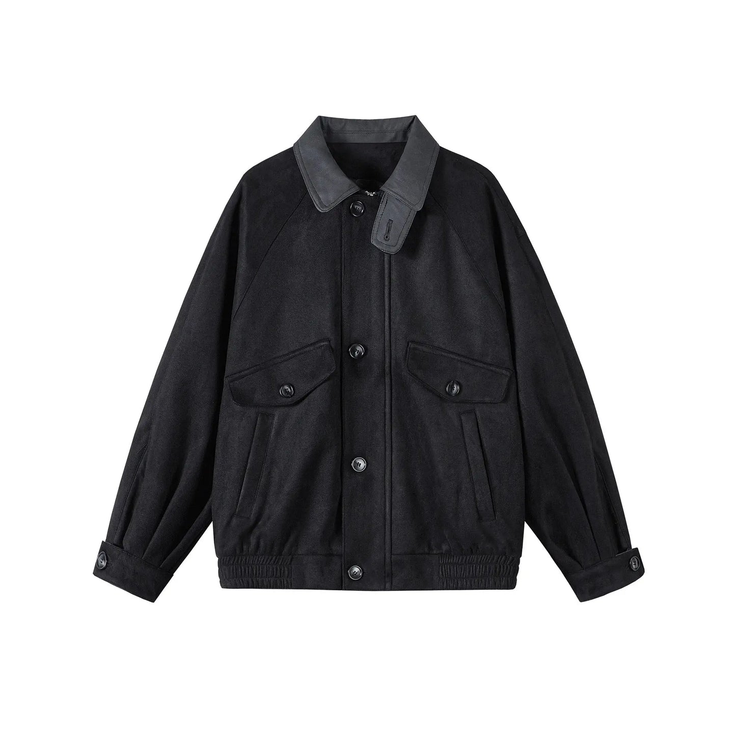 Autumn New Retro Suede Stitching Tooling Polo Collar Jacket Alamode