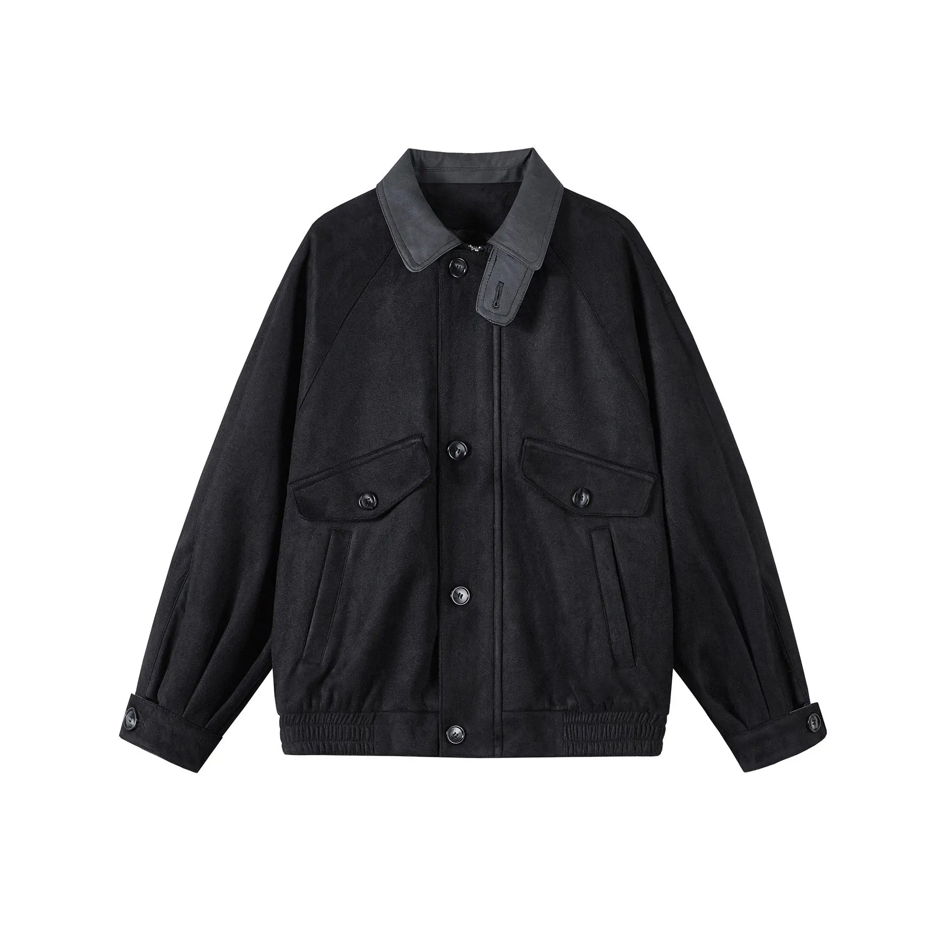 Autumn New Retro Suede Stitching Tooling Polo Collar Jacket Alamode