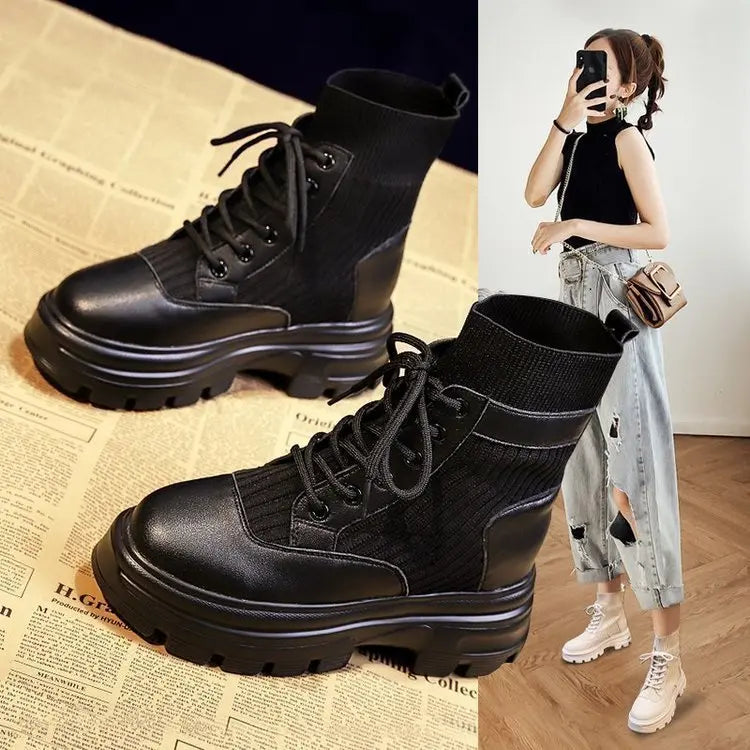 Autumn Shoes Increase Thin And Thin Short Boots Alamode