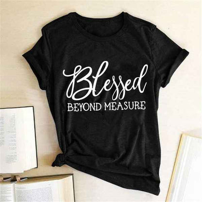 Blessed Measure Women'S T-Shirt Harajuku Aesthetic Top Graphic T-Shirt Women'S Short Sleeve Round Neck Women'S Clothing - The elite ways