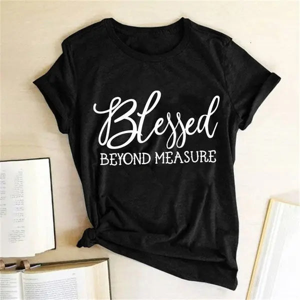 Blessed Measure Women'S T-Shirt Harajuku Aesthetic Top Graphic T-Shirt Women'S Short Sleeve Round Neck Women'S Clothing - The elite ways