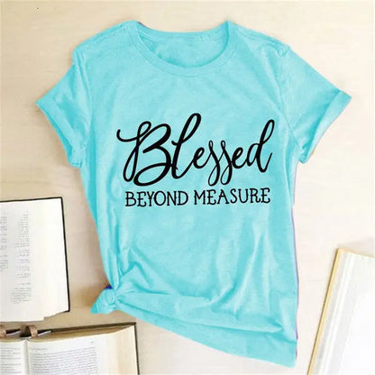 Blessed Measure Women'S T-Shirt Harajuku Aesthetic Top Graphic T-Shirt Women'S Short Sleeve Round Neck Women'S Clothing - The elite ways
