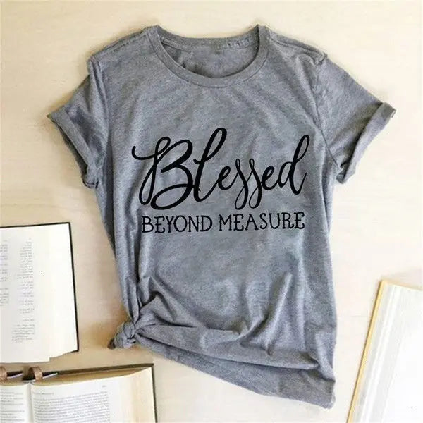 Blessed Measure Women'S T-Shirt Harajuku Aesthetic Top Graphic T-Shirt Women'S Short Sleeve Round Neck Women'S Clothing - The elite ways
