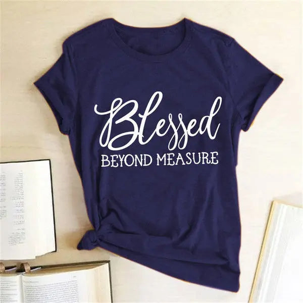 Blessed Measure Women'S T-Shirt Harajuku Aesthetic Top Graphic T-Shirt Women'S Short Sleeve Round Neck Women'S Clothing - The elite ways