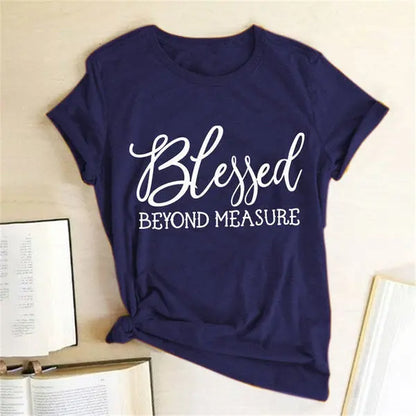 Blessed Measure Women'S T-Shirt Harajuku Aesthetic Top Graphic T-Shirt Women'S Short Sleeve Round Neck Women'S Clothing - The elite ways
