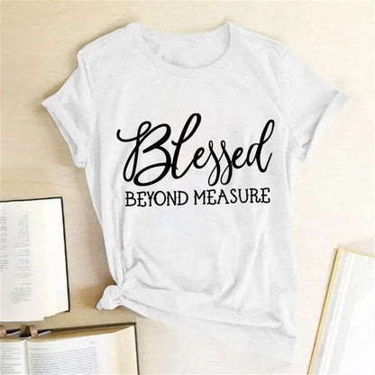 Blessed Measure Women'S T-Shirt Harajuku Aesthetic Top Graphic T-Shirt Women'S Short Sleeve Round Neck Women'S Clothing - The elite ways