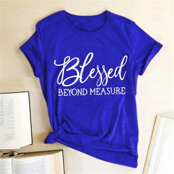 Blessed Measure Women'S T-Shirt Harajuku Aesthetic Top Graphic T-Shirt Women'S Short Sleeve Round Neck Women'S Clothing - The elite ways