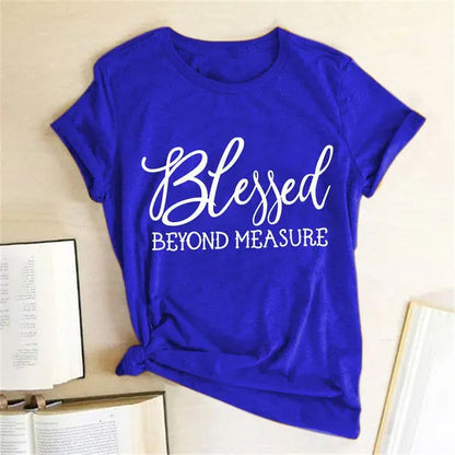 Blessed Measure Women'S T-Shirt Harajuku Aesthetic Top Graphic T-Shirt Women'S Short Sleeve Round Neck Women'S Clothing - The elite ways