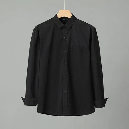 Casual Solid Color Men's Purified Cotton Long Sleeve Shirt Alamode