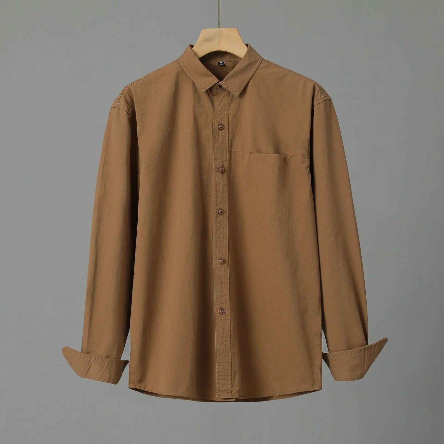 Casual Solid Color Men's Purified Cotton Long Sleeve Shirt Alamode