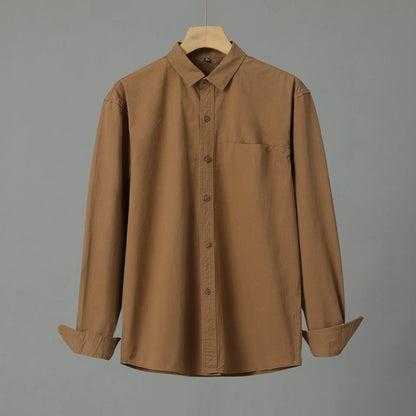 Casual Solid Color Men's Purified Cotton Long Sleeve Shirt Alamode