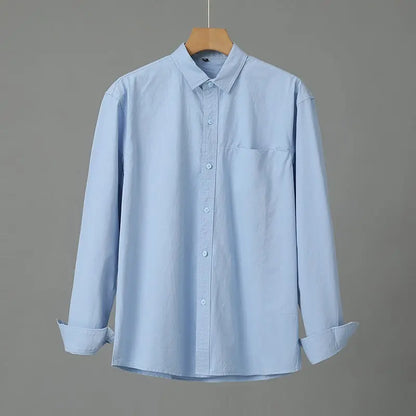 Casual Solid Color Men's Purified Cotton Long Sleeve Shirt Alamode