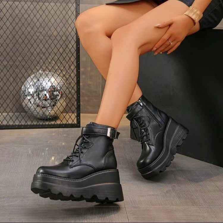 Cos Comic Show Boots Height Increasing 95cm Platform Platform Platform Plus Size 43 Wedge Black Slimming Martin Booties - The elite ways