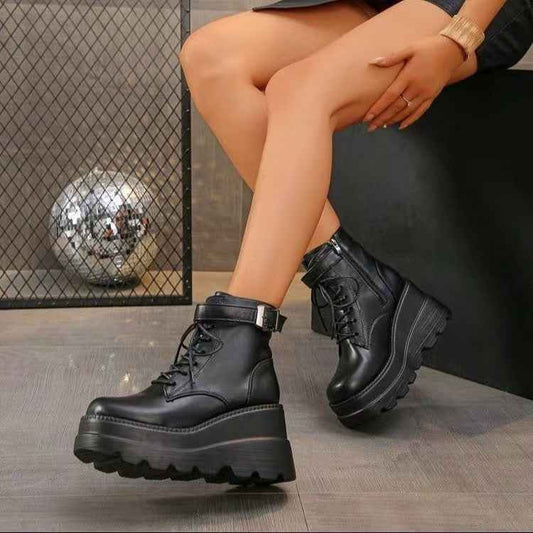 Cos Comic Show Boots Height Increasing 95cm Platform Platform Platform Plus Size 43 Wedge Black Slimming Martin Booties - The elite ways