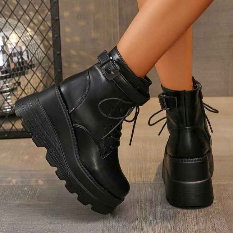 Cos Comic Show Boots Height Increasing 95cm Platform Platform Platform Plus Size 43 Wedge Black Slimming Martin Booties - The elite ways
