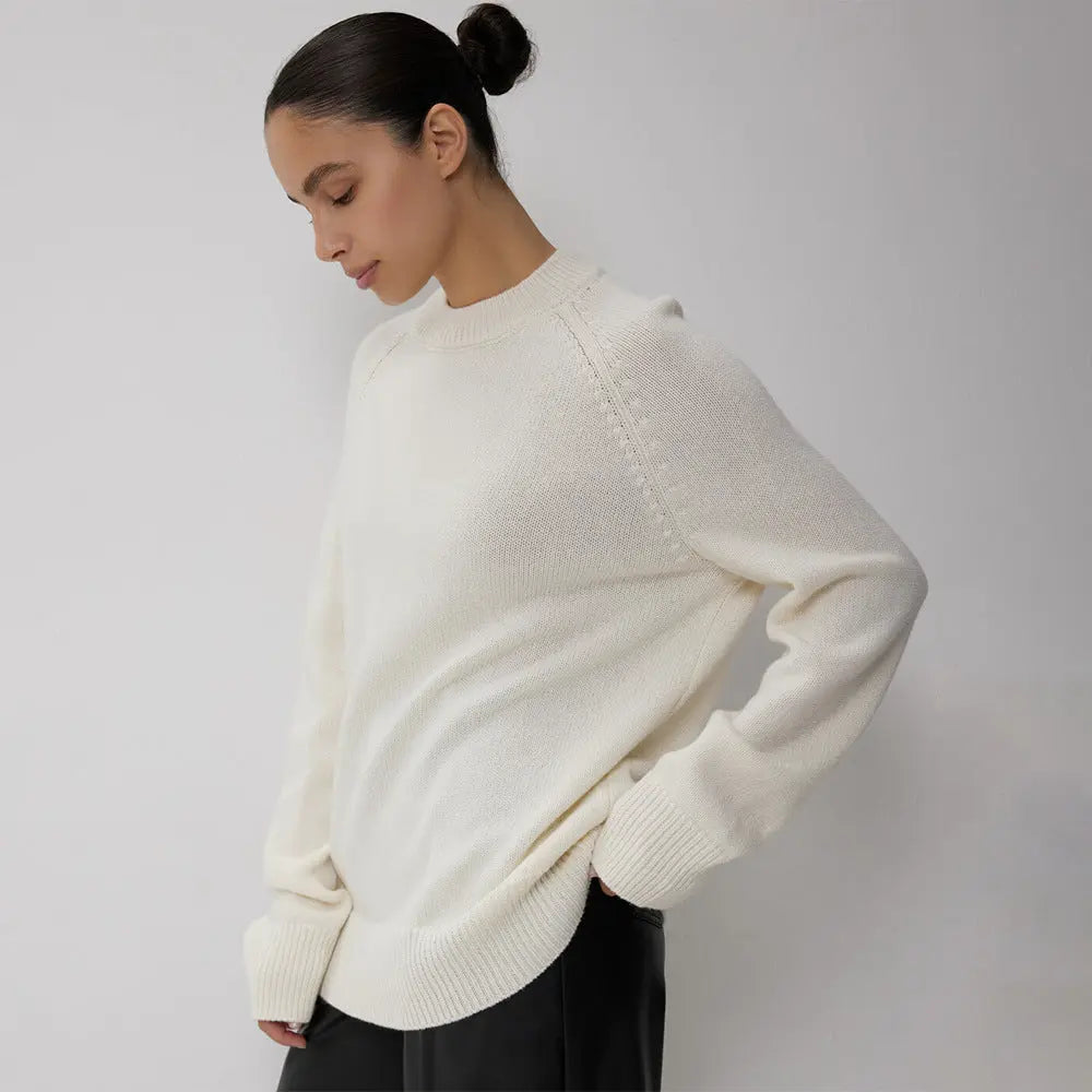 Crew Neck Pullover Sweater Women's Loose Knitted Sweater Alamode