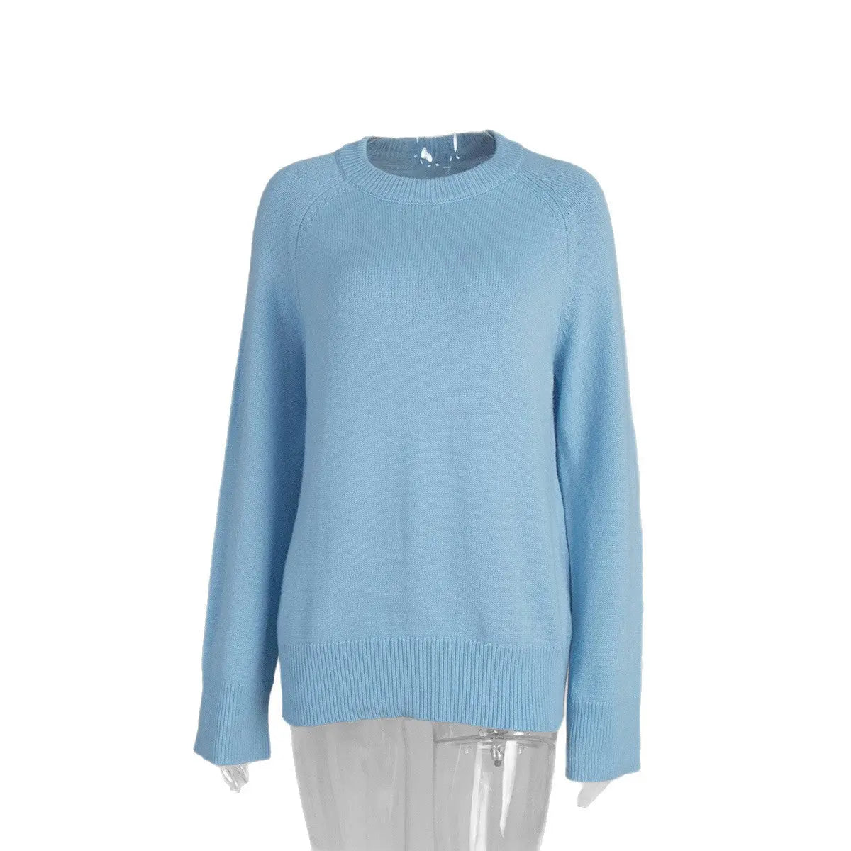 Crew Neck Pullover Sweater Women's Loose Knitted Sweater Alamode