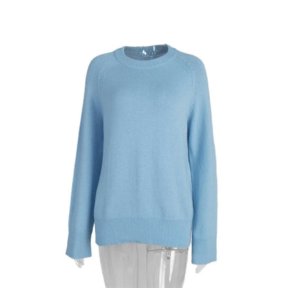 Crew Neck Pullover Sweater Women's Loose Knitted Sweater Alamode