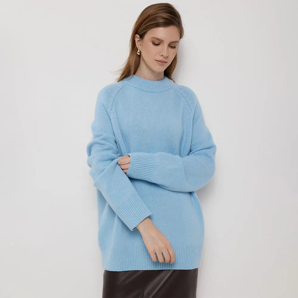Crew Neck Pullover Sweater Women's Loose Knitted Sweater Alamode