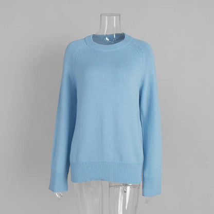 Crew Neck Pullover Sweater Women's Loose Knitted Sweater Alamode