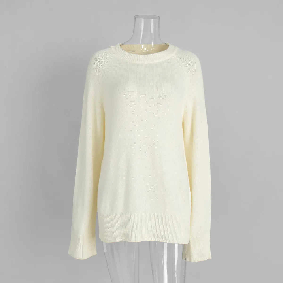 Crew Neck Pullover Sweater Women's Loose Knitted Sweater Alamode