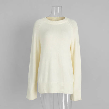 Crew Neck Pullover Sweater Women's Loose Knitted Sweater Alamode