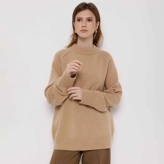 Crew Neck Pullover Sweater Women's Loose Knitted Sweater - The elite ways