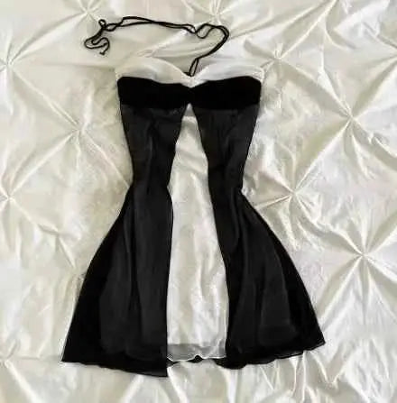 Cute Harajuku casual fashion solid color Y2K Women's dress Harajuku emo girls punk vintage kawaii chic aesthetic suspender dress