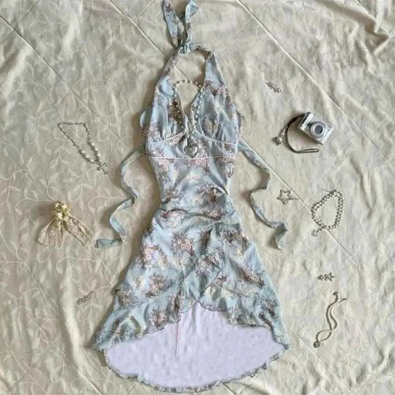 Cute Harajuku casual fashion solid color Y2K Women's dress Harajuku emo girls punk vintage kawaii chic aesthetic suspender dress