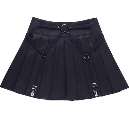 Dark Functional Wind Punk Girl Pleated Skirt High Waist Tooling Bf Cool Ring Skirt Skirt Trend - The elite ways